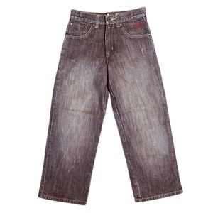 VINTAGE 2000s Ecko Unltd. Boy’s Graphic Bootcut Brown Denim Jeans Size 8